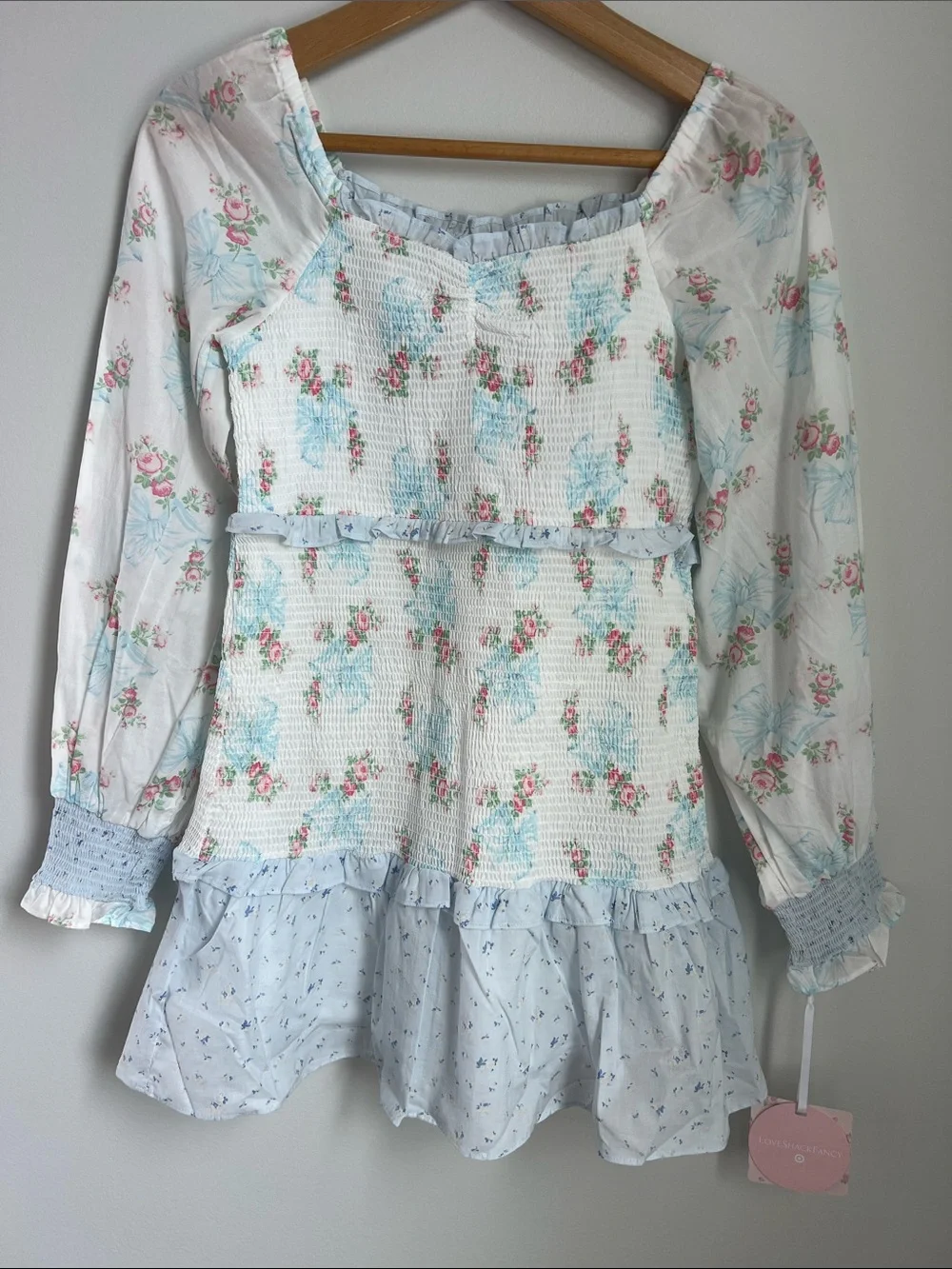 Target x LoveShackFancy | Girls Blue & White Floral Smocked Dress NWT Size 16